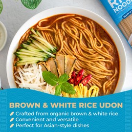 Lotus Foods Organic Brown Udon Rice Noodles - Gluten Free Udon Noodles, Organic Brown Rice Noodles, Vegan Asian Style Noodles, Whole Grain, Non GMO - 8 oz (Pack of 4)