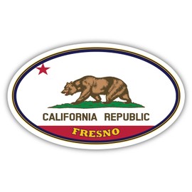 Fresno City California State Flag | CA Flag Fresno County Oval State Colors Reflective Sticker Car Decal 3x5 inches