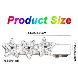 Star Hair Clips,WADY 5PC Star Hair Clip Rhinestones Y2K Silver Star Snap Hair Barrettes Glitter Metal Alligator Clips for Hair Styling Cute Star Hair Accessories for Women Girl Hairpins Star Hair Clip