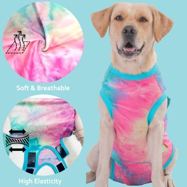 Uadonile Dog Recovery Suit, Surgery Onesie for Female Spay, Male Neuter - Cone Alternative Surgical Shirt (Tie-dye Green, L)