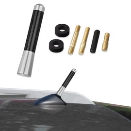 Kutyun Car Radio Stereo Antenna Mast, Car Antenna Replacement, 3.15'' Carbon Fiber Auto AM/FM Radio Reception with Screws, Automotive Roof Short Stereo Replacement Mast for Most Vehicles (Sliver)