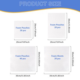 TATAPO 100 Pcs Cushion Foam Pouches & Sheets, 4 sizes Moving Foam Wrap Pouches, Foam Wrap Sheets for Moving, Shipping, Packaging Supplies, Protect Dishes, Furniture, Glasses, Plates, Cups
