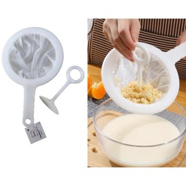 SASHA SQUARE Nylon Fine Mesh Strainer With Squeezing Stick, Mess-Free Straining, Plastic Strainer For kefir Grains, Milk Kefir, passoire de cuisine, coladores de cocina (400 mesh size)