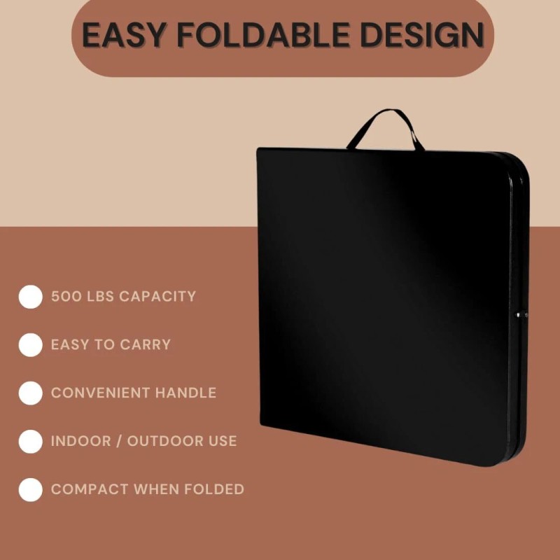 New Home Era 6ft Plastic Folding Table, Fold-in-Half Portable Utility