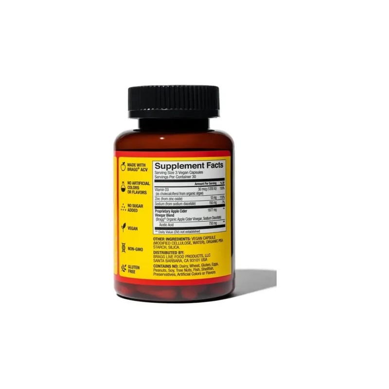 Bragg Cáp De Vinagre De Sidra Vitamina D3 Y Zinc