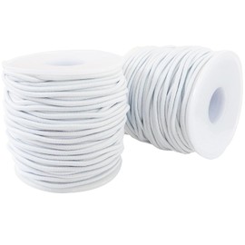 2mm Elastic Cord, QBJAYTY 42m Black and White Elastic Cord Stretchy Stretch String for Bracelets, Necklaces, Sewing, Journals Notebooks Binding, White 2 Rolls