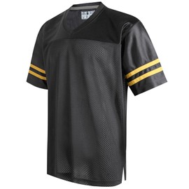 Pullonsy Black Men's Women's Football Jerseys for Boyfriend Girlfriend Replica Workout Shirts Athletic Party Gift Apparel Yellow Stripe-Black Jersey,Men Size 2X-Large
