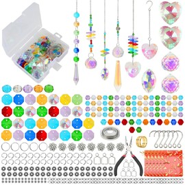 Sun Catcher Crystal Craft Set, 460 Pieces Sun Catcher Crystal Wind Chime, DIY Hanging Light Catcher, Crystal Craft, Crystal Decorative Pendant, Window Decoration, Hanging for Garden, Outdoor