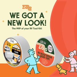 Ziollo RV Repair Kit with 2 x 10 oz of Self Leveling Caulking Lap Sealant & 1 RV Roof Repair Seam Tape 4" x 25' - Works on EPDM, TPO, Metal & Fiberglass