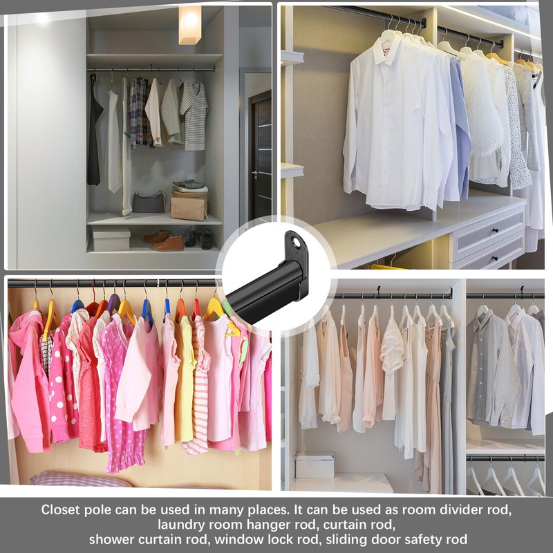 Tandefio 2 Sets Black Oval Closet Rod Kit 92 Inch