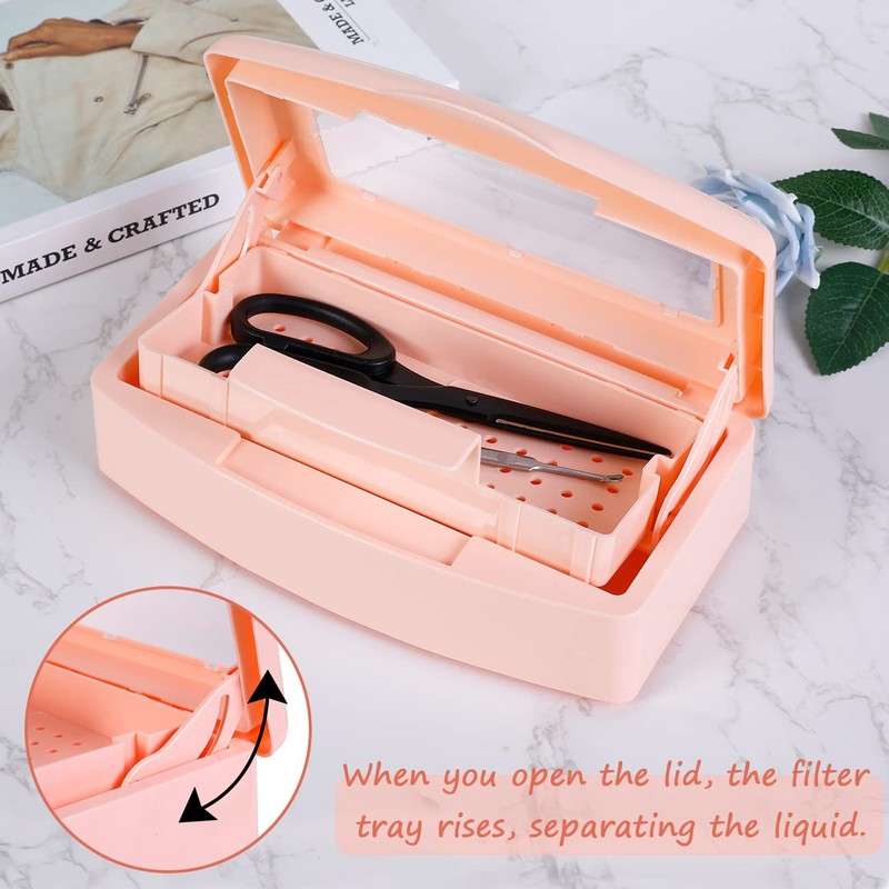 Gusnilo Sterilizer Box Nail Tool Barbicide Disinfectant Jar Plastic Disinfectant