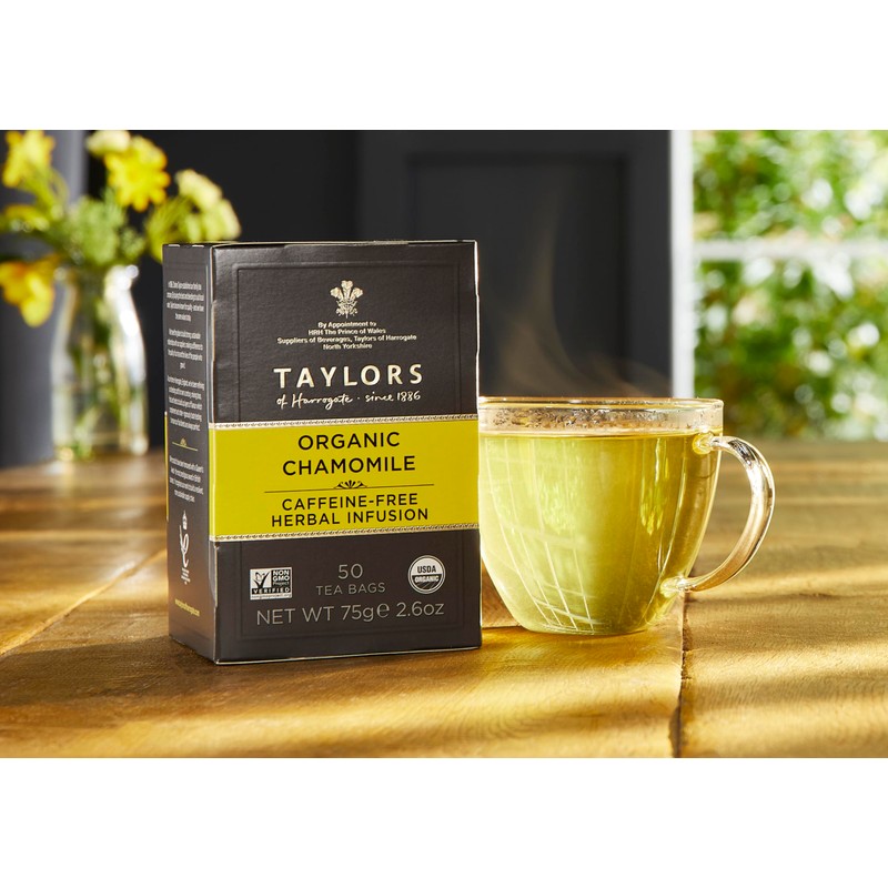 Taylors of Harrogate Organic Chamomile, Herbal Tea, Pillow Bags, 50