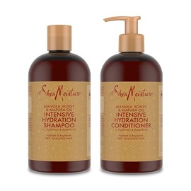 SheaMoisture Intensive Hydration Shampoo 384ml + Conditioner 384ml, für strapaziertes, trockenes Haar Manuka Honig & Mafura Öl Feuchtigkeitsspendendes Shampoo ohne Silikone und Sulfate 2 Stück
