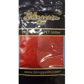 Blinggasm Premium Solvent Resistant Polyester Glitter 3.5 oz by Weight .008 or .015 for Tumblers Decoration Crafts Nails Cosmetics Body Paint (Holographic #6 LB300 Red, .008 (1/128") 3.5 oz)