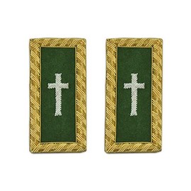Knights Templar Commander Cross Green and Gold Shoulder Board Pair - 4 3/8" Tall