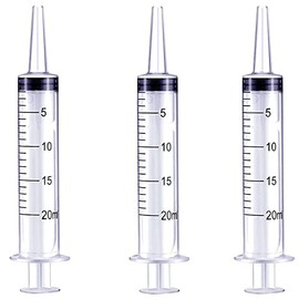 3 Pack 20ml Plastic Syringes, Individually Sealed Syringe for Scientific Labs, Feeding Pets, Oil or Glue Applicator