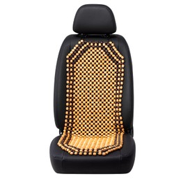 Road Comforts Wood Beaded Seat Cover Back Massage Cushion for Stress Free - Keeps Back from Getting Sweaty While Driving 1PC (Beige)