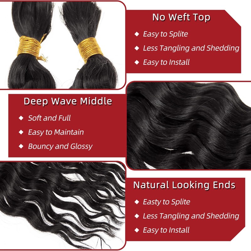 YXCHERISHAIR Boho Hair For Braids Curly Braiding Hair,2Bundles,18inch,1B