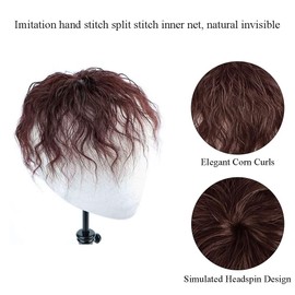 GYKJBF Curly Hair Toppers for Women Real Human Hair Curly Hair Topper Short Wavy Hair Toppers for Thinning Hair(2/33,17cm(7 * 10cm))