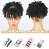 LEOSA Black Headband Wig with Bangs for Black Women Afro