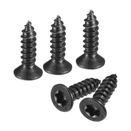 QUARKZMAN #6 x 1/2 inch flat head torx/star wood screws, 50 pieces 304 stainless steel, fully threaded, black coated, self-tapping, suitable for T10 bit for wood, soft metal