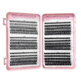 Cluster Lashes Individual Eyelashes, 570pcs Cluster Eyelash Extensions Natural Eyelash Clusters D Curl Thick Volume Lashes 8-16MM Fluffy Russian Eyelashes Extensions(30+40+50+60+80+100D)
