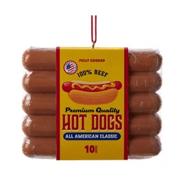 The Bridge Collection Hot Dog Package Ornament - 3.375" Resin Hot Dog Christmas Tree Ornament - All American Classic Beef Hot Dogs Ornament - Fun Food-Themed Christmas Decoration