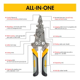 4.65" Multifunctional Foldable Wire Stripper - Strip,Shear,Grip, Cut, Crimp,Twist, Wrench, Screwdriver & Screw Cutter -High-Hardness Steel, Portable Tool for Electricians & DIY Professionals