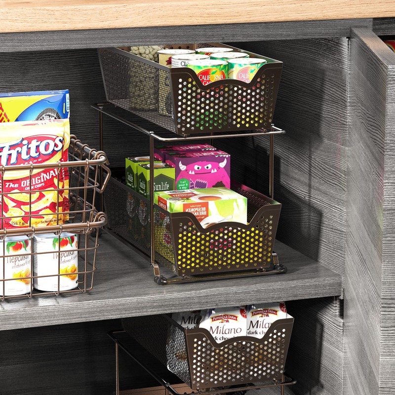 Simple Houseware Cabinet 2 Tier Perforated Basket Drawer, Bronze -