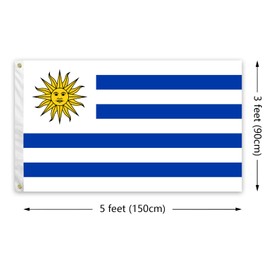 Uruguay Flag 3x5 Ft - with Brass Grommets and Double Stitched Flag, Vibrant Colors for Indoor Outdoor Party Decorations, Bar Garden Street Decoration