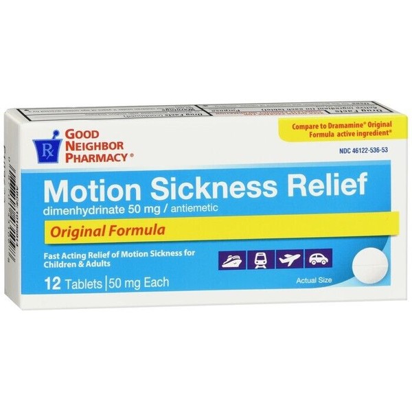 GNP Good Neighbor Pharmacy Motion Sickness Relief Tablets 50mg 12ct