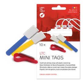 LABEL THE CABLE Kabeletiketten mit Klettverschluss für das Perfekte Kabelmanagement - Kabelbeschriftung für Kabelorganisation - LTC MINI TAGS - 10 Stück - Bunt - LTC 2530