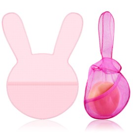 2 Pcs Beauty Shampoo Conditioner Bar Pouch Mesh Shampoo Conditioner Bar Pouch Rabbit Shape Travel Bar Soap Holder Loofah Bubble Foam Net for Body Shower Bath Exfoliating (Light Pink, Rose Pink)