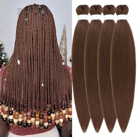 Brown Braiding Hair Pre Stretched Hypoallergenic Prestretched Synthetic Knotless Braiding Hair ez Braid Yaki Texture Hot Water Setting