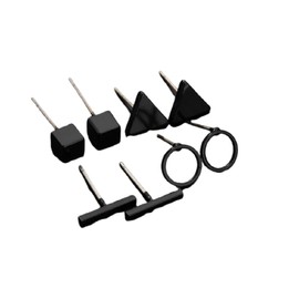 Simple Flat Back Stud Earrings for Women Simple Tiny Circle Triangle Square Bar Stud Earrings Minimalist Cartilage Tragus Earring Jewelry Gifts for Women Men - Black