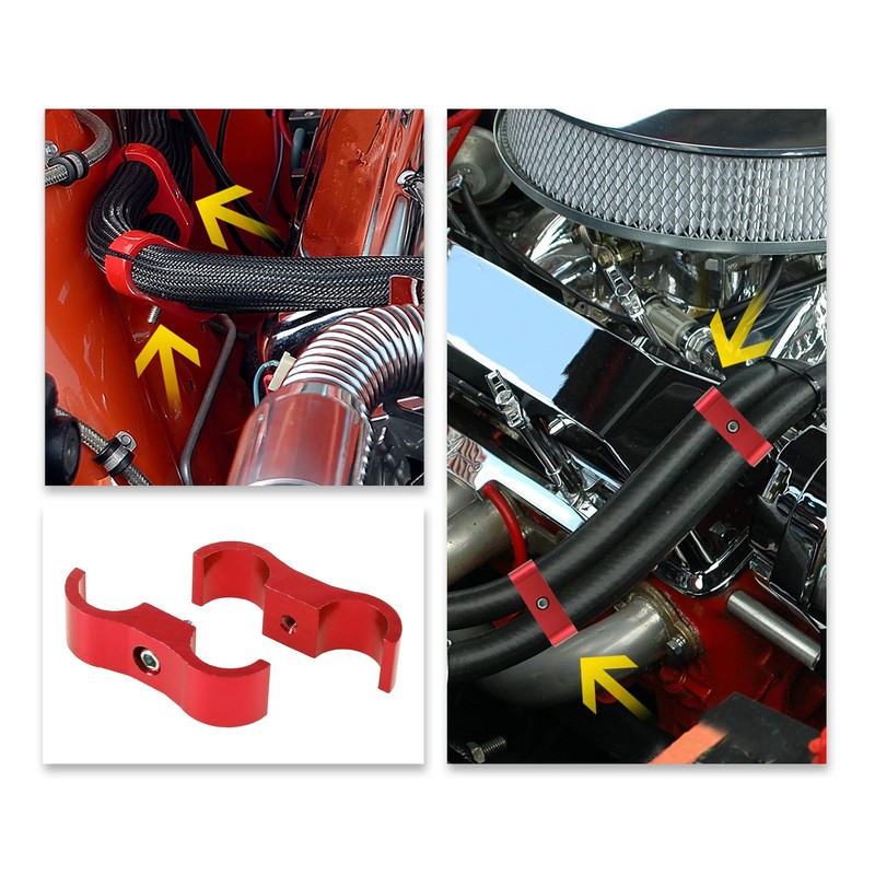 X AUTOHAUX 4pcs Red AN6 14mm Hose Separator Clamp Adapter