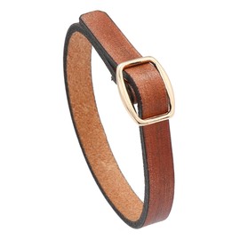SHIMERITI Punk Rock Simple Retro Old Thin Pu Leather Adjustable Cuff Bracelet(Brown)