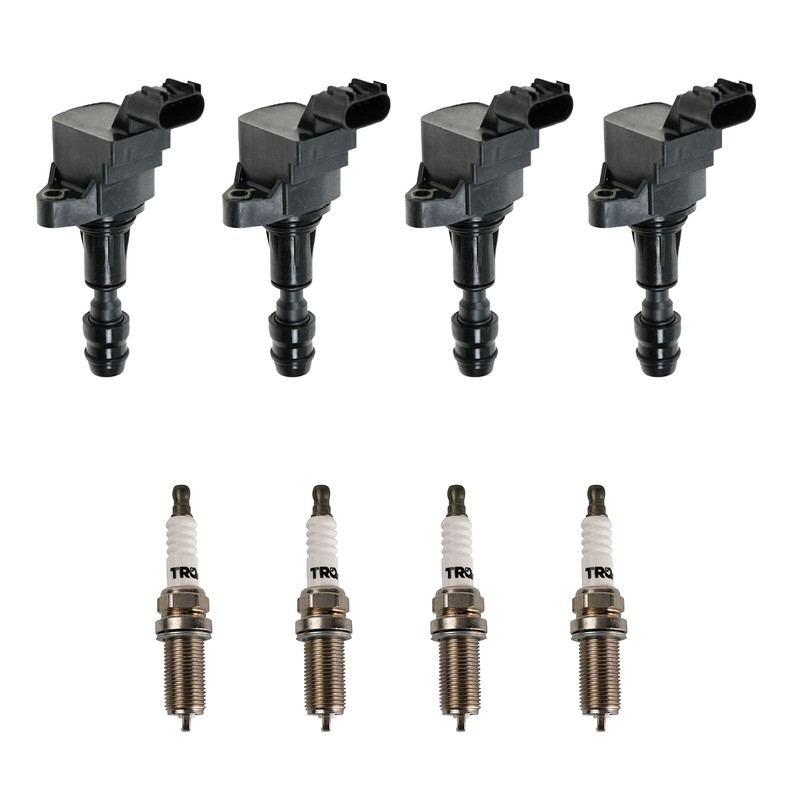 TRQ Ignition Coil & Iridium Spark Plug Kit Set for