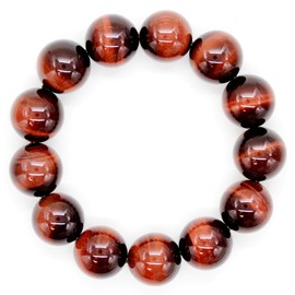 Shikui b464 Red Tiger Eye Bracelet, 0.7 inches (18 mm), Natural Stone, Power Stone, Men's, Money Luck, Work, Gambling Luck, Stone, tiger's eye
