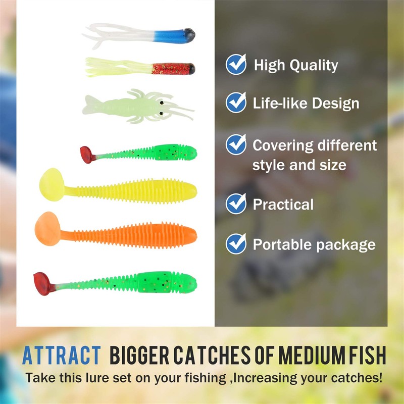 RoseFlower 146 Pieces Fishing Lure Kits Mixed Universal Artificial Soft