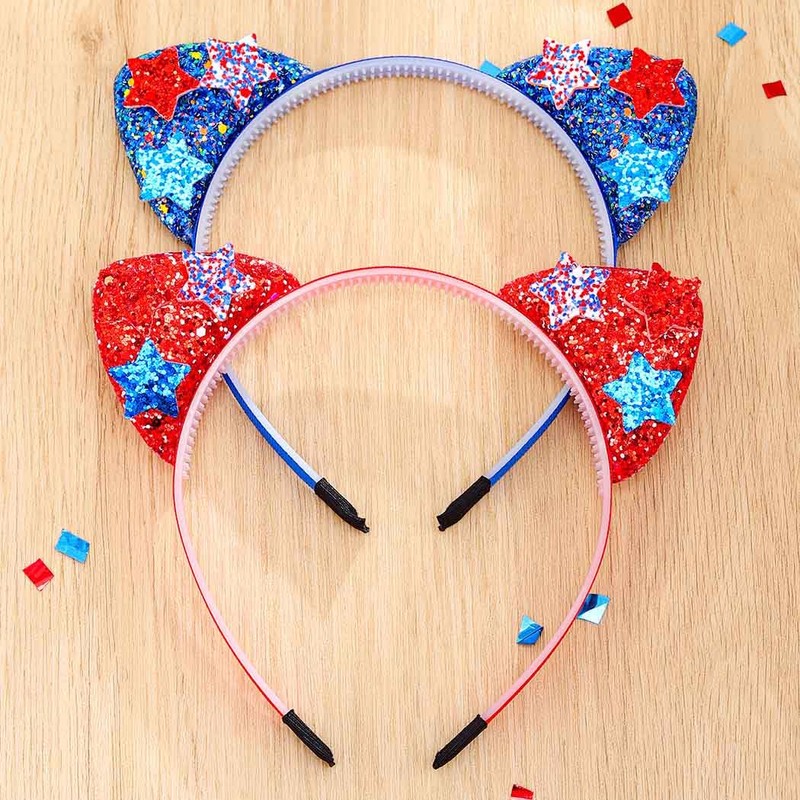 Bouory Cat Ears Headband Red Blue Sequin Hairbands No Ship
