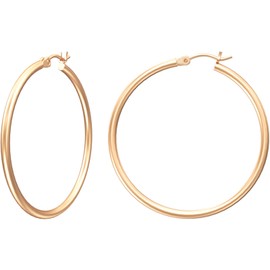 Gacimy Rose Gold Hoop Earrings for Women, 14K Rose Gold Plated Hoops with 925 Sterling Silver Post, Rose Gold 40mm Medium Hoop Earrings for Women