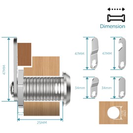 shinfly Cabinet Lock 25mm Comes with 5 Different Lock Plates, with 4 Keys,Cupboard Locks