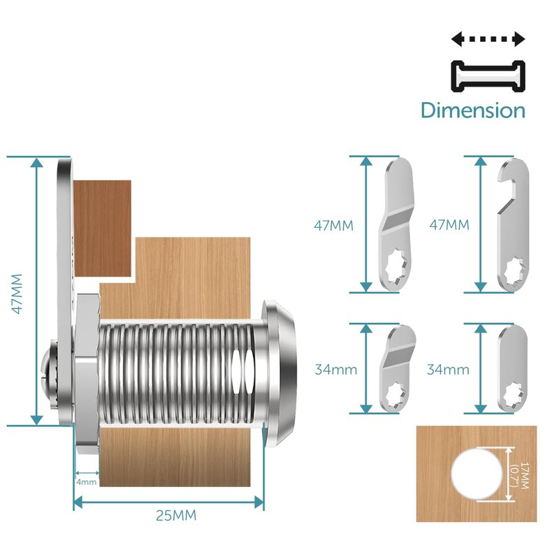 shinfly Cabinet Lock 25mm Comes with 5 Different Lock Plates,
