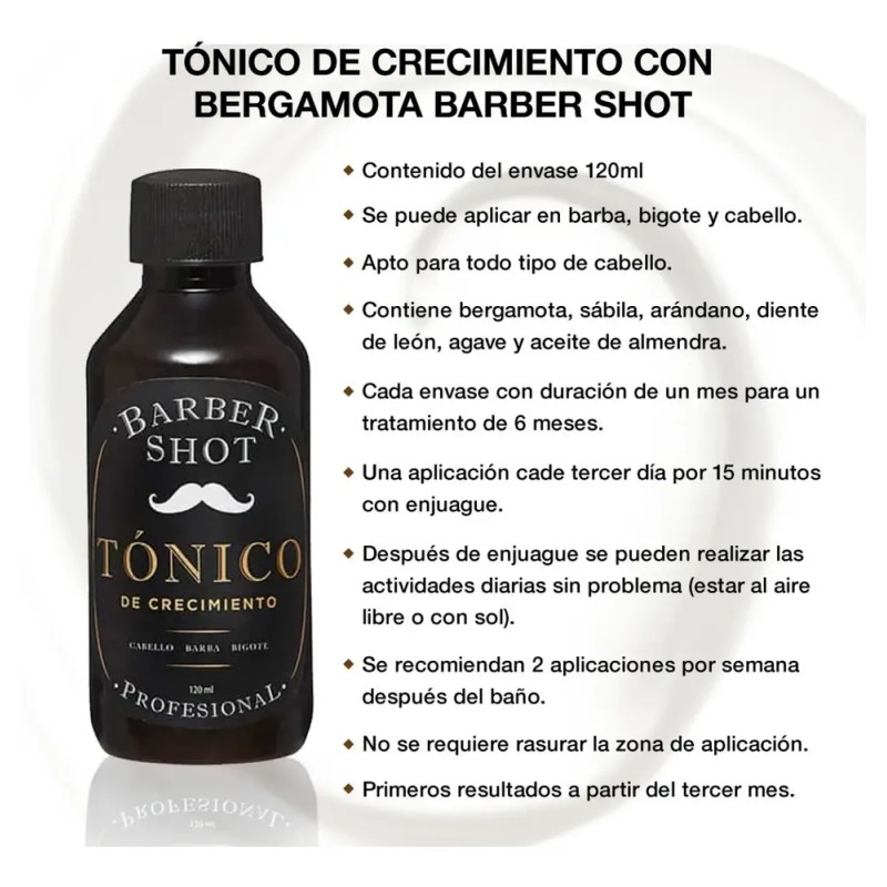Tratamiento Bergamota Crecimiento Barba Cabello Barber Shot