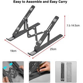 LETTURE Soporte para Laptop Plegable Aleación de Aluminio Soporte Portatil Mesa Soporte de Escritorio para Portátil, 7 Altura Ajustable, Compatible Soporte Ordenadores para Portátiles10-17Pulgadas
