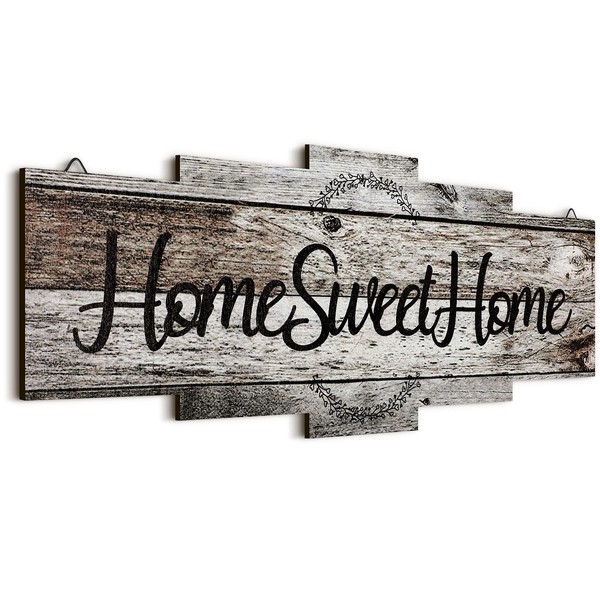 Jetec Home Sweet Home Sign, Rustic Wood , Large Farmhouse Home Plaque Wall Hanging Wooden Sign for Bedroom, Living Room, Wall, Wedding Decor (Gray)