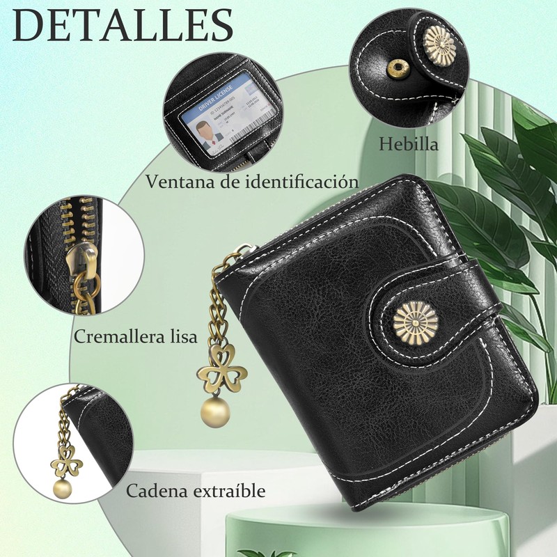 SYCYKA Cartera de Poliuretano para Mujer, Monedero Pequeña con Protección