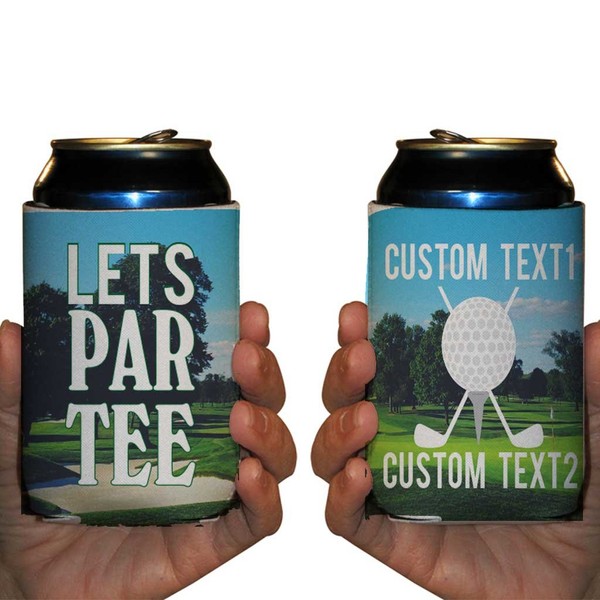 VictoryStore Can and Beverage Coolers - Custom Golf Outing, "Let's Par Tee" Design, Set of 12