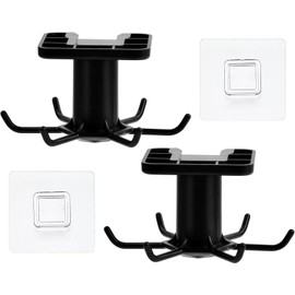 Under Cabinet 360° Rotatable Kitchen Hooks with 6-Claws, 2Pcs 360° Rotating Folding Hook Under Cabinet Utensil Hanger, 360° Rotating Under Shelf Hooks with 6 Claws